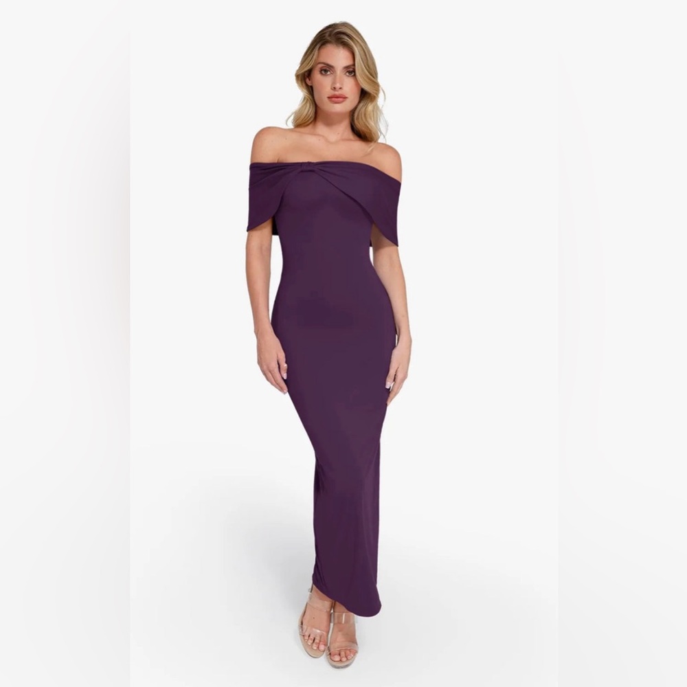 Elegant Purple Off-Shoulder Maxi Dress
